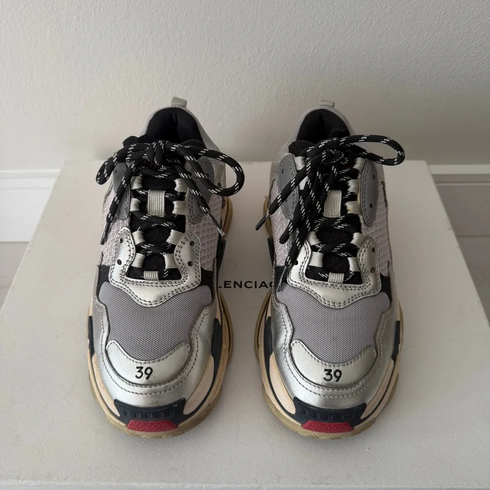 Balenciaga Wmns Triple S Sneaker 'Silver Black Red' - Picture 2 of 14